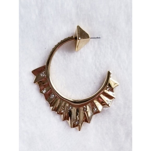 ALEXIS BITTAR crystal-encrusted pleated ruffle hoop engraved pierced earrings - Picture 5 of 10